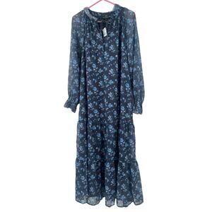 A PEA IN THE POD Maternity Dress Size Large Blue Floral Midi Maxi Event NWT